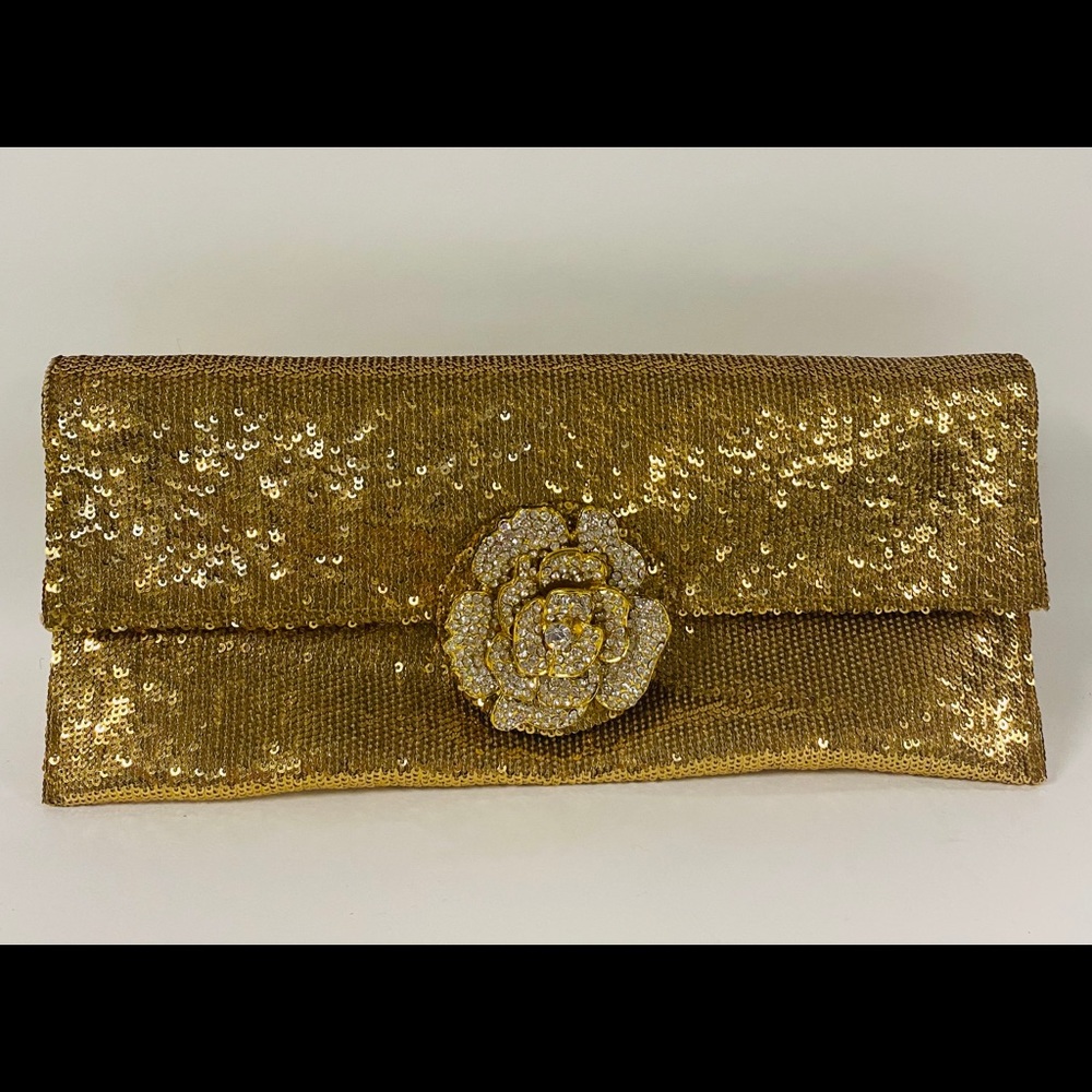 Ellian gold sequin envelope clutch